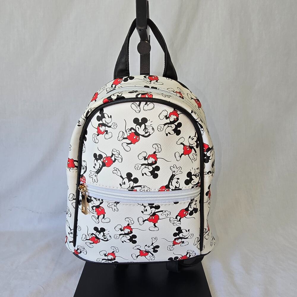 Bioworld Disney Mickey Mouse Mini Backpack White All Over Character Print EUC
